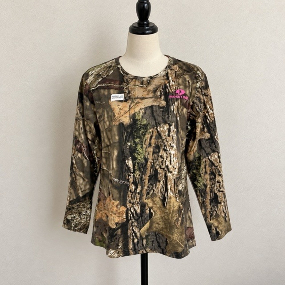 Mossy Oak Break-Up Infinity Camo Shirt Womens M Long Sleeve Pink Logo Hunting